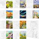 Sherr 10 Pcs Pre Drawn Canvas for Painting Preprinted Stretched Cotton Canvas for Adults Pre Drawn Outline for Valentines Couple Date Night Sip and Paint Party Favor(Scenery,8 x 10 Inch)