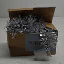 CCINEE Christmas Prelit Tinsel Garland, 33 Ft Silver Hanging Garland with 100 Multicolored Battery Operated LED String Lights for Christmas Tree Decorations Wedding Party Supplies
