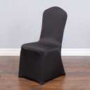Set of 1/10/50Pcs Hotel Banquet Dining Spandex Stretch Chair Covers - Wedding Reception Banquet Party Restaurant, 17 Colors! (50, Black)