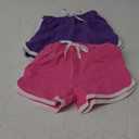 2 Pack Little Big Girls Running Athletic Cotton Shorts Toddler Kids Workout Dance Dolphin Short (3T, A03-rosered-purple-green(2pack))