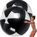 Ceenna 2 Pcs 60 Inch Giant Beach Ball Large Inflatable Pool Toy Balls Summer Swimming Toys Parties PVC Jumbo for Adults Summer Beach Pool Party Favor(Black Clear,Stylish)