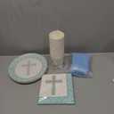 Juvale 144 Baptism Decorations Party Supplies - Blue, Includes Disposable Paper Plates, Napkins, Cups, & Cutlery, For Easter Party, Baptisms, First Communion, Christening & More, Serves 24