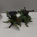 Christmas Candle Holder Set of 3, Black Iron Candle Tray Holders with Faux Cedar Red Berries, 7.1 Inch Decorative Metal Stand for Table Centerpiece Mantle Xmas Decor