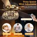 Surtime 52" Farmhouse Chandelier Ceiling Fans with Lights and Remote,K9 Crystal Fandelier Ceiling Fan for Outdoor/Indoor Dining Room,Living Room