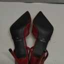 QIY Burgundy Mesh Kitten Heels for Women 4 Inch Stiletto High Heeled Mules for Women Heels 2026 Pointy Closed Toe Heel Slingback Slides Slip On Pumps Women's Cute Strappy Sandals Size 8.5