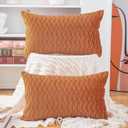 MADIZZ Set of 2 Super Soft Velvet Decorative Throw Pillow Covers 12x20 inch Orange Rectangular with Texture Luxury Style Cushion Case Pillow Shell for Sofa Bedroom (20" x 12" (Pack of 2))