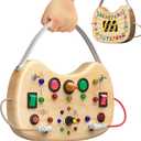 Montessori Toddler Busy Board Sensory Toys for Toddlers Wooden Autism Sensory Toy, Toddler Switch Board with 17 LED Lights for Kids 1-6 Year Olds to Develop Fine Motor Skills