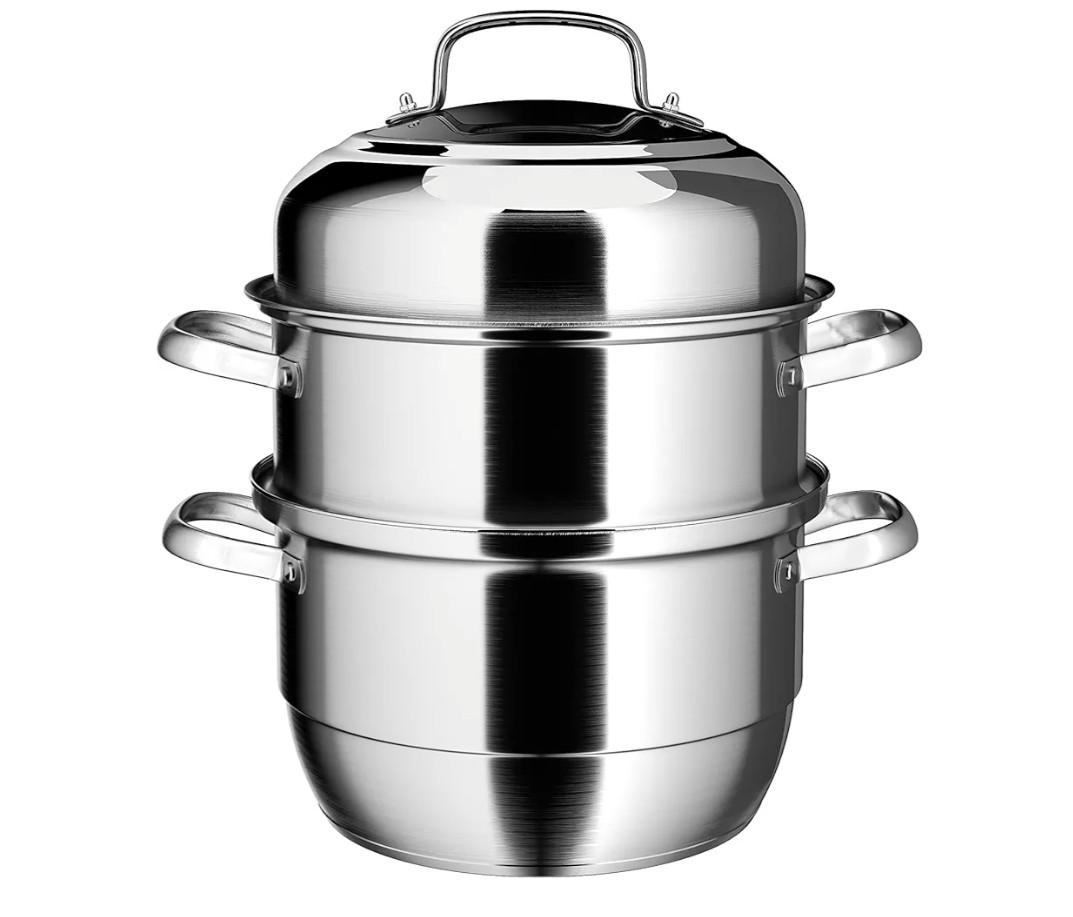 VENTION 3 Tier Steamer Pot Stainless Steel 28cm, Induction Steamer for Cooking, 11 Inch Steam Pot for Dumpling