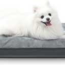 Dog Crate Bed Waterproof Deluxe Plush Dog Beds with Removable Washable Cover Anti-Slip Bottom Pet Sleeping Mattress for Large, Medium, Jumbo, Small Dogs, 29 x 18 inch, Gray 