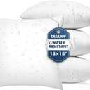 Pack of 4 18x18 Outdoor Pillow Inserts, Water Resistant Throw Pillow Inserts, Cushion Inner Pads for Patio, Furniture, Sofa, Bed, Living Room, Garden Decorative Waterproof Pillow Inserts