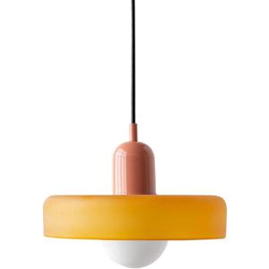Mid Century Modern Pendant Light Orange Green Glass Hanging Light Nordic Large Single Lamp Vintage Farmhouse Dining Room Chandelier Over Table Kitchen Island Bedroom Hallway Restaurant (+pink, Orange glass)