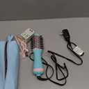 Travel Hair Dryer Brush Dual Voltage Blow Dryer in One, 2 inch Mini Hot Air Styling Tool, Hair Volumizer/Straightener/Curler with Universal Adapter, European Travel Size Styler (50mm Oval, Macaron Mint)