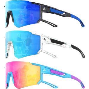3PACK Kids Sunglasses Youth Baseball Sunglasses for Boys Girls Age 4-14, Softball Cycling UV400 Protection Sports