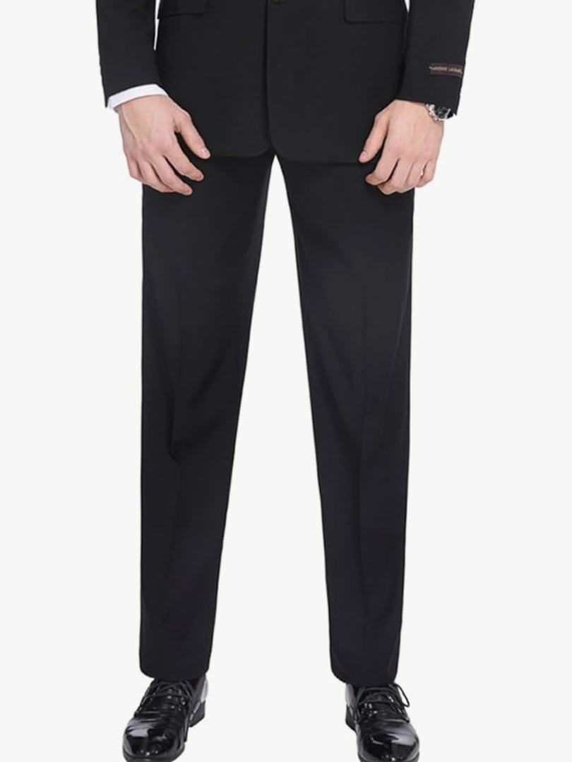 P&L Men's Classic Fit Suit Separates Flat Front Pant & Blazer Sets, Black , Size 42L