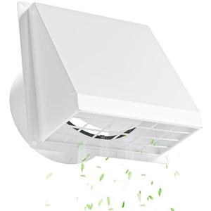 Hon&Guan Dryer Vent Cover Outside with Removable Mesh, Wall Mount Extractor Vent with Rubber Cushioned Non-Return Flap, High Quality Iron Outside Dryer Vent Cover for House (White, 6 Inch) Hon&Guan Dryer Vent Cover Outside with Removable Mesh, Wall Mount Extractor Vent with Rubber Cushioned Non-Return Flap, High Quality Iron Outside Dryer Vent Cover for House (White, 6 Inch)