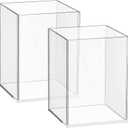 Mototo 2 Pieces Clear Acrylic Pen Holder & Pencil Cup Clear Makeup Bush Holder Acrylic Desktop Stationery Organizer for Office School Home Desk Accessories - 2 Pack, Square