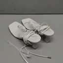 Heels for Women Square Open Toe Lace Up Thong Strappy Heel Sandals Sexy Tie Up Clear Chunky Heeled Sandals for Party Wedding (10, White)