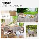 Hiasan Round Linen Table Cover 70 Inch - Wrinkle and Stain Resistant Washable Polyester Fabric Table Cloth for Dining Room Kitchen Party, Stone