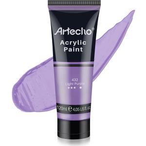 Artecho Purple Acrylic Paint, Light Purple Paint (120ml / 4.05oz) Tubes, Art Craft Paints for Canvas, Rock, Stone, Wood, Fabric, Art Supplies