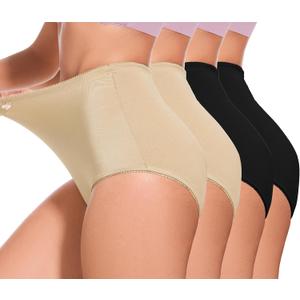 4Pack Women's High-Waist Light Tummy Control Girdle Panties Full Coverage Underwear Ladies Panties for Women, 3XL