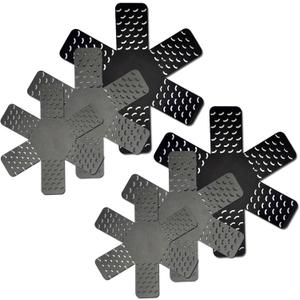 Premium Pot and Pan Protectors: (6-Piece), Thickened Pan Protectors for Stacking for Cast Iron, Steel, Glass, and Ceramic Cookware - Black & Grey (6)