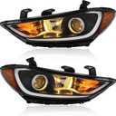 TODO Headlights Assembly Compatible with 2017 2018 Hyundai Elantra,w/o DRL Halogen Headlamps Replacement Driver and Passenger Side, HY2502206, HY2503206 (Not Fit Elantra GT Models)