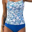 ZAFUL Tankini Swimsuits for Women Tummy Control Full Coverage High Waisted Twist Front Ruched Two Piece Bathing Suit 0-White XL