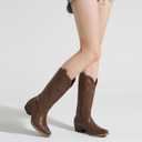 HISEA Rollda Cowboy Boots for Women Western Cowgirl Boots with Chunky Heel Ladies Snip Toe Mid-Calf Boots, 6
