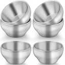 TeamFar Stainless Steel Bowls for Kids, 12oz Metal Baby Toddler Bowls Set of 6, Double-Wall Insulated Kids Bowl for Cereal/Snacks/Soups, Non Toxic, Dishwasher Safe