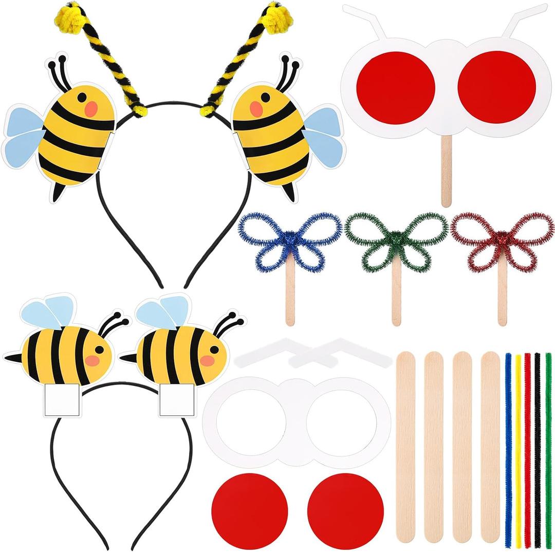 12 Sets 2026 Vbs DIY Bug Bee Headbands Craft Kit Vbs Bees for Crafts Bee Themed Classroom Decor Summer Activity Paper Craft for Sunday School Illumination Themed Art Decor