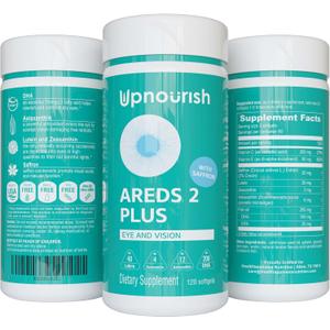 UpNourish AREDS 2+ - Advanced Eye Vitamin Supplement for Macular Health and Dry Eye - Lutein, Zeaxanthin, Saffron, Astaxanthin & DHA - Supports Eye Strain, Pressure, Night Vision - 120 softgels UpNourish AREDS 2+ - Advanced Eye Vitamin Supplement for Macular Health and Dry Eye - Lutein, Zeaxanthin, Saffron, Astaxanthin & DHA - Supports Eye Strain, Pressure, Night Vision - 120 softgels