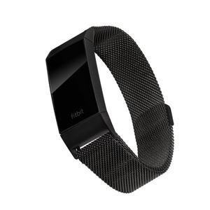 WITHit Stainless Steel Mesh BAND-For Use With FITBIT CHARGE 3~ Black- BAND ONLY
