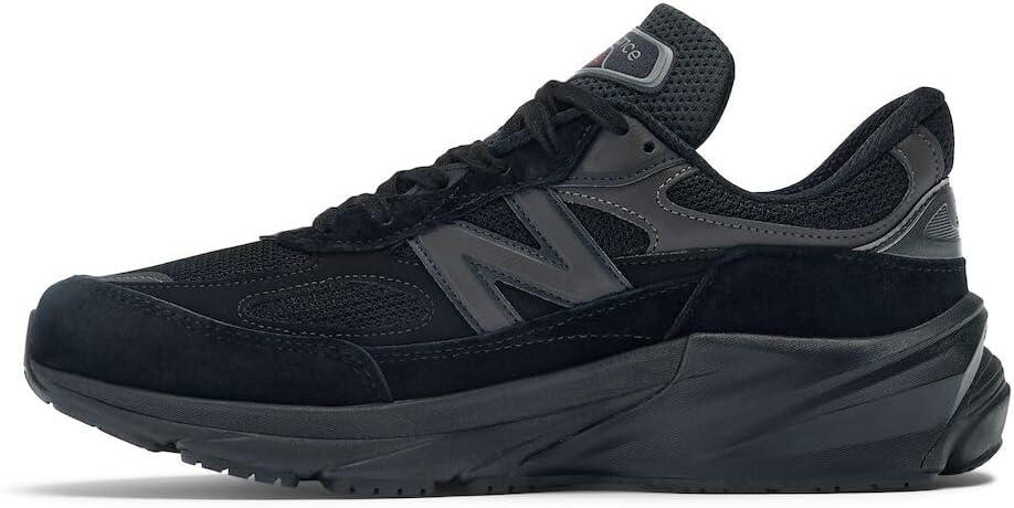 New Balance Unisex Adult Made in USA 990 V6 Sneakers (8.5 Wide Women/7 Men, Black/Black)