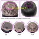 Afro Kinky Curly Wig With Bangs Full Machine Made Scalp Top Wig 200 Density Virgin Brazilian Short Curly Human Hair Wigs Natural Color 16 inch