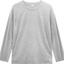Kids Boys Long Sleeve Crewneck T-Shirts Tee Tops 4-12Years (Light Gray,7-8 year)