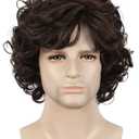 yuehong Mens Short Curly Brown Wig Anime Cosplay Wigs Halloween Cosplay Costume Hair Wig