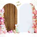 OurWarm 7.2FT Wood Arch Cover, White Spandex, Wedding, Birthday, Baby Shower, 2-Sided Round Top
