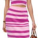 Arach&Cloz Women's Non See Through 2 Piece Sets Summer Tank Top and Midi Skirt Knit Outfits (Medium, Light Pink Rose)