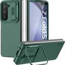 Nillkin Samsung Galaxy Z Fold 5 Case with Metal Kickstand [Slide Camera Cover] CamShield Silky [Liquid Silicone ] Case for Galaxy Z Fold 5 5G Slim Pockets Fit Protective Case Green