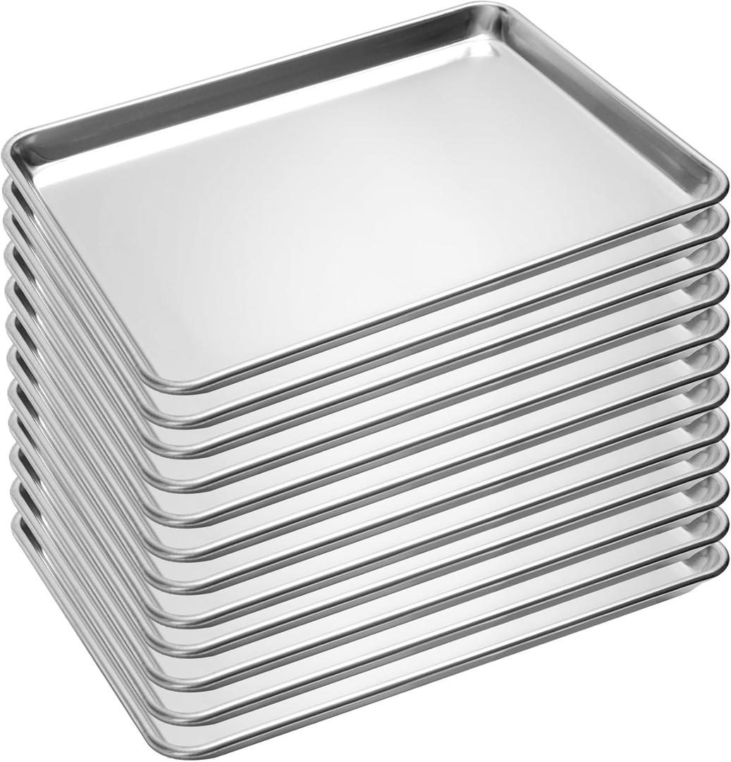 BIEAMA 12 Pack Half Size Baking Sheet Pan Aluminum Commercial Pan for Oven Freezer Bakery Hotel Restaurant 18" 13"