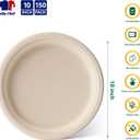 JOLLY CHEF Compostable Heavy Duty Plates [ ] Eco-Friendly Disposable Natural Paper Plates Bagasse Biodegradable Bulk for Party Dinner Thanksgiving Day (Brown)