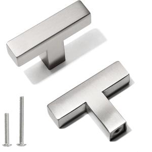 Cabinet Pulls Single Hole Cabinet Handles, 20 Pack Square Brushed Nickel Bar Cabinet Pulls Drawer Cabinet Knobs Cupboard Hardware Cabinet Handles, Stainless Steel Single Hole Cabinet Knobs