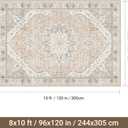 Befbee Washable Rug 8x10 Area Rugs for Living Room - Stain Resistant Non-Slip Backing Rugs for Bedroom - Vintage Large Area Rug (Peach/Gray, 8'x10')