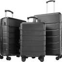 OLIXIS 3-Piece Luggage Set, 20/24/28 Inch Hardside Suitcases with Spinner Wheels, Lightweight ABS Hard Shell Travel Luggage, TSA Approved Lock, Expandable Carry-On & Checked LuggageBlack