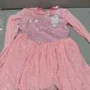 ODASDO Figure Skating Dress for Girls Mesh Long Sleeve Sparkly Sequin Skirted Leotard Ballet Outfit Dancewear (Pink, 11-12Y)