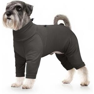 Recovery Suit for Small Dogs, Adjustable Surgical Recovery Suit for Dogs Female Male, Zipper On 4 Leg Long Sleeve Dog Pajamas Onesie for Shedding Anti-Licking Wound Skin Disease (Grey) S