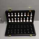 15" Large Chess Set for Adults with Weighted Acrylic Chess Pieces 3.5" King & Portable Folding Marbling Wooden Chess Board Travel Chess Sets Family Board Game Gift  Elegant Classic Chess Game