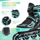 2PM SPORTS Vinal Girls Adjustable Flashing Inline Skates, All Wheels Light Up, Fun Illuminating Skates for Kids Men Adult Women and Boys, Size Large
