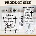 Christian Quotes Decorative Sign, Let Me Tell You About My Jesus, Wooden Sign With Metal Stand, Bible Verse Sign Decor, For Home Office Desk Decor, Christian Gifts For Family Coworker, A21