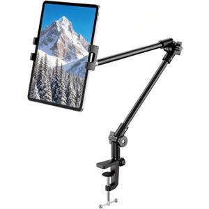 KDD Tablet Stand Holder, Adjustment iPad Phone Mount, 27in Long Arm Webcam Stand Projector Camera Mount for Desk, Fit for 4.7"-12.9" Devices, iPad Pro 12.9 Air Mini, Galaxy Tabs, Switch, iPhone